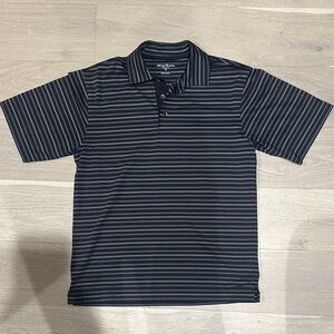 Tommy Armour Golf Black and Gray Striped Polo Shirt